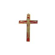 Crucifix mural sur croix en bronze émaillé – 12,5 cm – 020 rouge | Les Tailleurs d'Images
