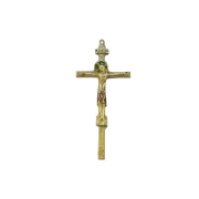 Crucifix sur croix latine avec le Christ et INRI – 15 cm – 065 - ROUGE - Les Tailleurs d'Images
