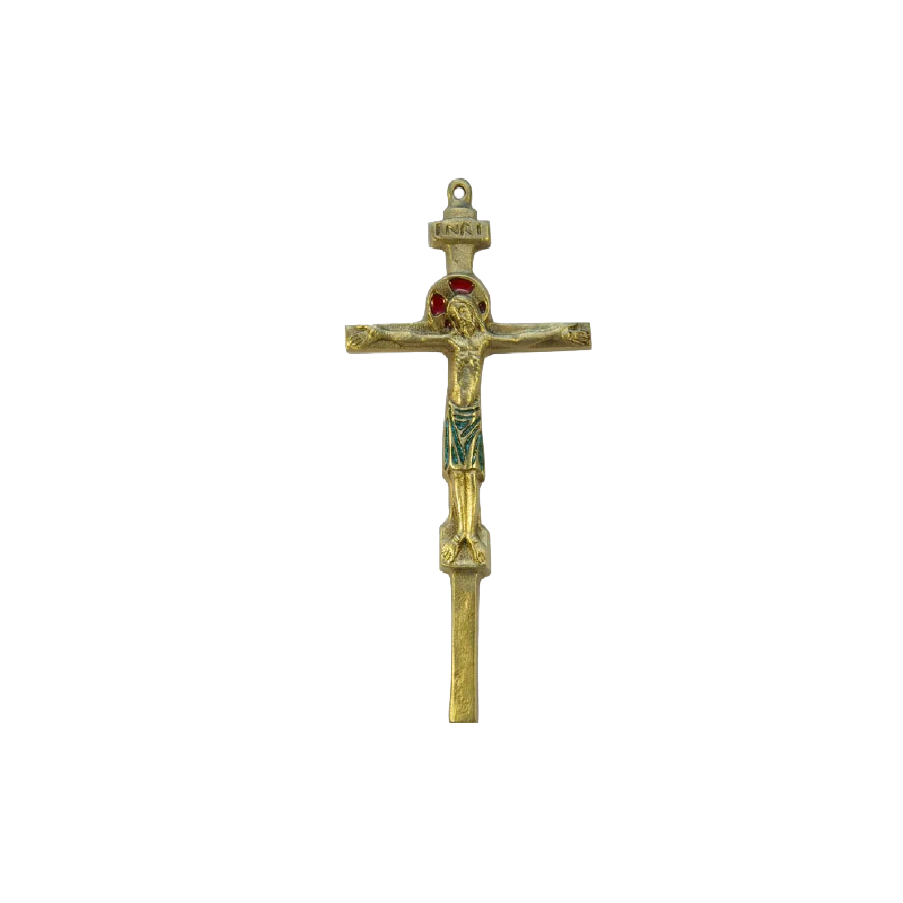 Crucifix sur croix latine avec le Christ et INRI – 15 cm – 065 - VERT - Les Tailleurs d'Images