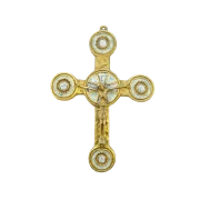 Grand crucifix sur croix murale, croix pommée – 19 cm – 074-90 - BLANC_- Les Tailleurs d'Images