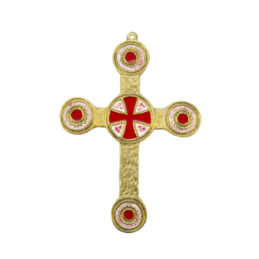 Grande croix pommelée, murale – 19 cm – 074 - rouge - Les Tailleurs d'Images