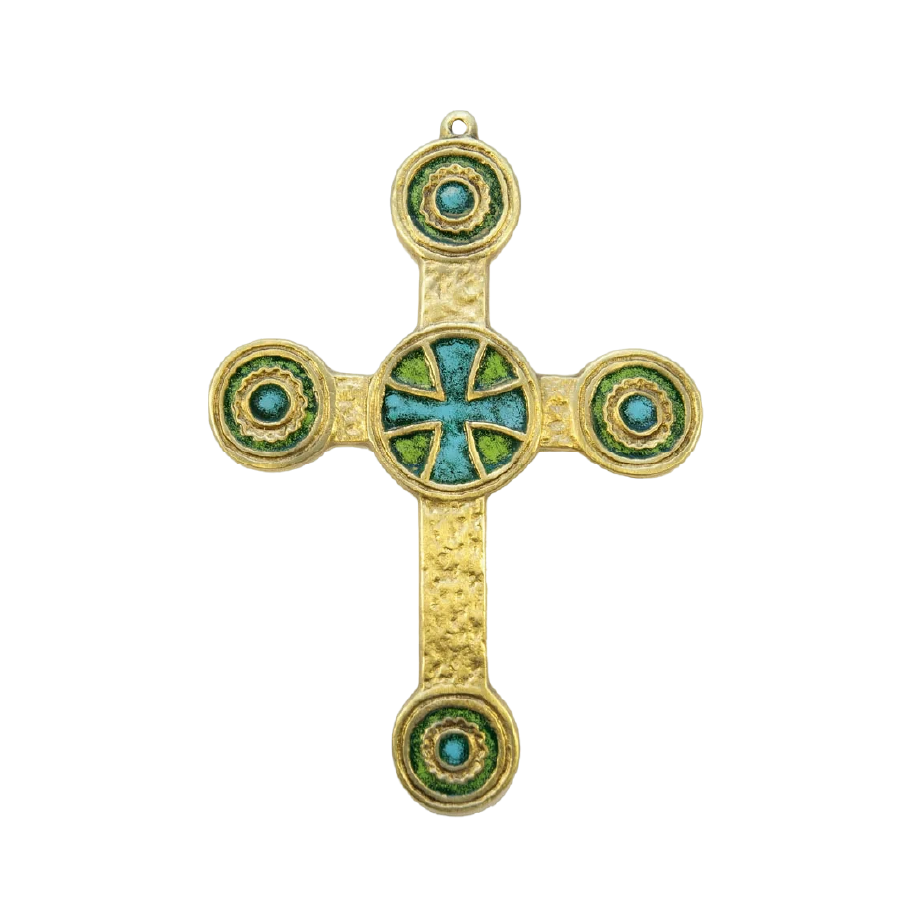 Grande croix pommelée, murale – 19 cm – 074 - vert - Les Tailleurs d'Images