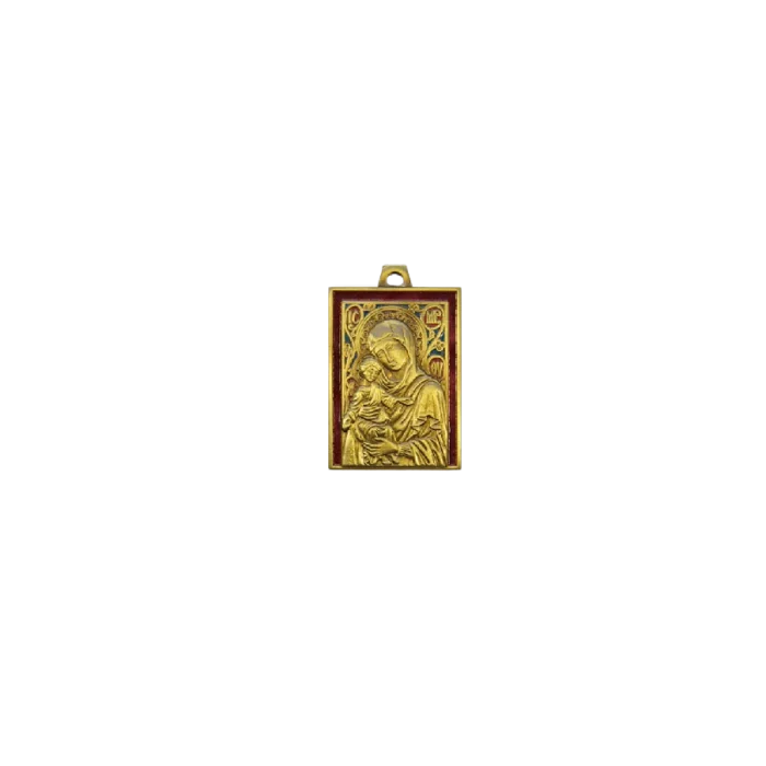 Médaille de berceau Vierge à l’Enfant – Bronze émaillé – 5,5 cm – 035bis