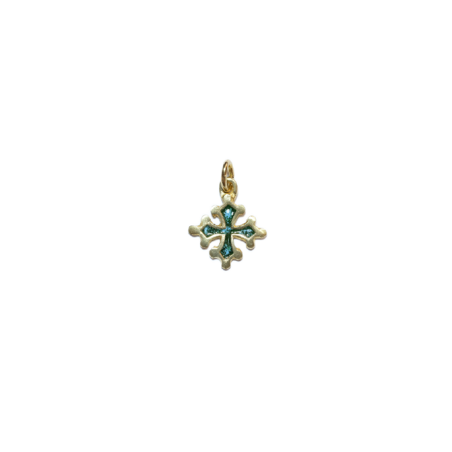 Pendentif Croix de Toulouse Émaillé en Bronze - 2,1 cm - 0187 vert | Les Tailleurs d'Images