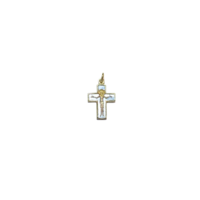 Pendentif crucifix, bijou Christ sur croix émaillée – 2,6 cm – 0181