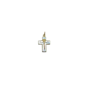 Pendentif crucifix, bijou Christ sur croix émaillée – 2,6 cm – 0181