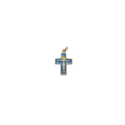 Pendentif crucifix, bijou Christ sur croix émaillée – 2,6 cm – 0181 bleu | Les Tailleurs d'Images