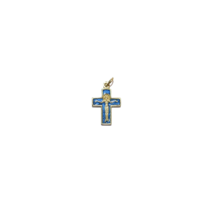 Pendentif crucifix, bijou Christ sur croix émaillée – 2,6 cm – 0181