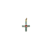 Petite croix médiévale en pendentif - 2,7 cm - 0137 vert_- Les Tailleurs d'Images
