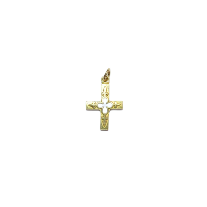Trèfle et fleur de lys, croix pendentif, bijou médiéval – 3 cm – 0161