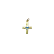 Trèfle et fleur de lys, croix pendentif, bijou médiéval – 3 cm – 0161 bleu | Les Tailleurs d'Images