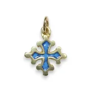 Pendentif Croix de Toulouse bleue émaillée en bronze