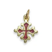 Pendentif Croix de Toulouse rouge émaillée en bronze