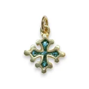 Pendentif Croix de Toulouse verte émaillée en bronze