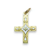 Croix en pendentif Trèfle et cabochons, bijou médiéval