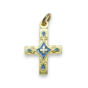 Croix en pendentif Trèfle et cabochons, bijou médiéval