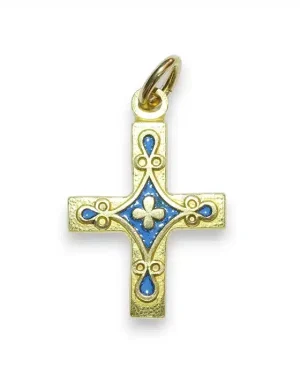 Croix trèfle et cabochons, bijou médiéval – 3 cm – 0162