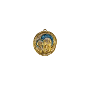Bijou religieux Vierge à l’Enfant, Médaille ronde de berceau