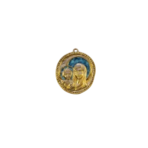 Bijou religieux Vierge à l’Enfant, Médaille ronde de berceau – 6,5 cm – 0114