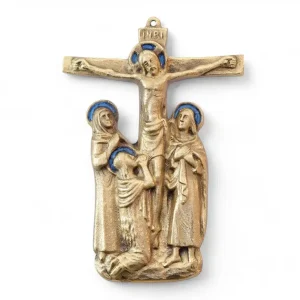 Calvaire mural en bronze et émaux
