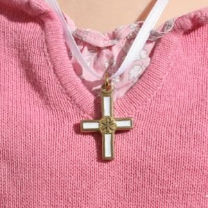 Pendentif Chrisme, croix en bronze émaillé – 2,8 cm – 0126