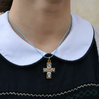 Bijou bronze émaillé en pendentif Alpha & Oméga – 2,7 cm – 0127