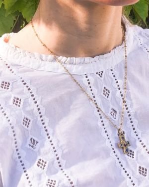 Pendentif Coeur sacré sur croix – 2,5 cm – 0176