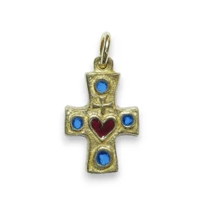 Croix bijou, pendentif Sacré-coeur – 2,5 cm – 0176