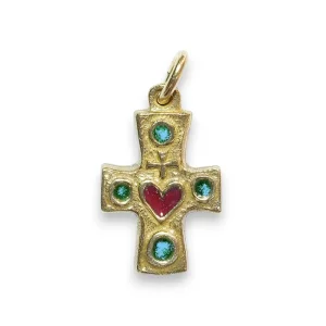 Croix bijou, pendentif Sacré-coeur – 2,5 cm – 0176