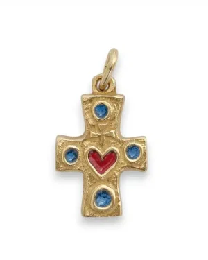 Pendentif Coeur sacré sur croix – 2,5 cm – 0176