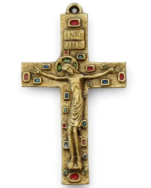 Crucifix roman – Bronze émaillé – 14,5 cm – 046