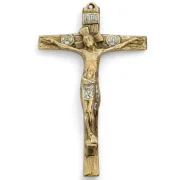 Grand crucifix et christogrammes en bronze émaillé