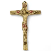 Grand crucifix et christogrammes en bronze émaillé