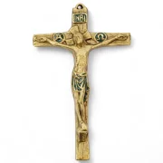 Grand crucifix et christogrammes en bronze émaillé -