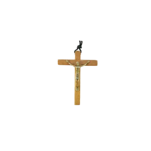 Crucifix en bronze massif sur croix de bois – 9,5 cm – B11 - Les Tailleurs d'Images