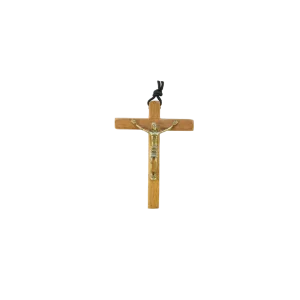 Crucifix en bronze massif sur croix de bois – 9,5 cm – B11