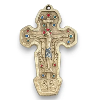 Crucifix mural, objet de culte médiéval, art liturgique – 17 cm – 063