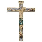Crucifix mural médiéval, christogramme INRI blanc