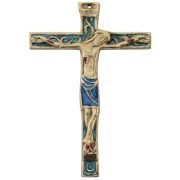 Crucifix mural médiéval, christogramme INRI vert