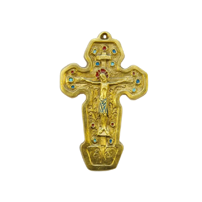 Crucifix mural, objet de culte médiéval, art liturgique – 17 cm – 063