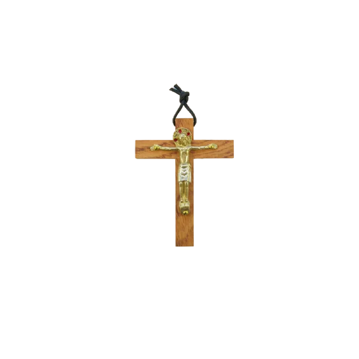 Christ Bronze émaillé sur croix bois ou croix d’aube – 10 cm – 210