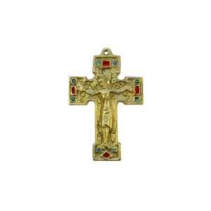 Crucifix mural sur Croix potencée en bronze émaillé – 14 cm – 80