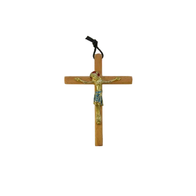 Crucifix sur croix latine en bois, avec le Christ en bronze – 12,5 cm – 800