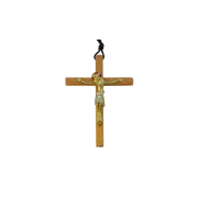 Crucifix sur croix latine en bois, avec le Christ en bronze – 12,5 cm – 800 blanc - Les Tailleurs d'Images