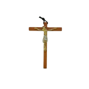 Crucifix sur croix latine en bois, Christ en bronze émaillé – 14,5 cm – 810 BLANC - Les Tailleurs d'Images