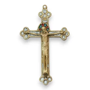 Crucifix sur une Croix tréflée d’inspiration médiévale – 15 cm – 061