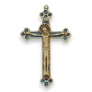 Crucifix sur une Croix tréflée d’inspiration médiévale – 15 cm – 061