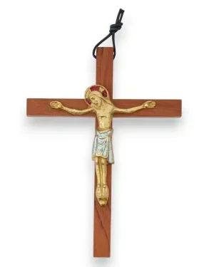 Crucifix sur croix latine en bois, avec le Christ en bronze – 12,5 cm – 800