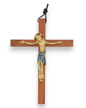 Crucifix sur croix latine en bois, avec le Christ en bronze – 12,5 cm – 800