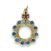 Dizainier fleur de lys en pendentif bleu - 5,8 cm – 0134